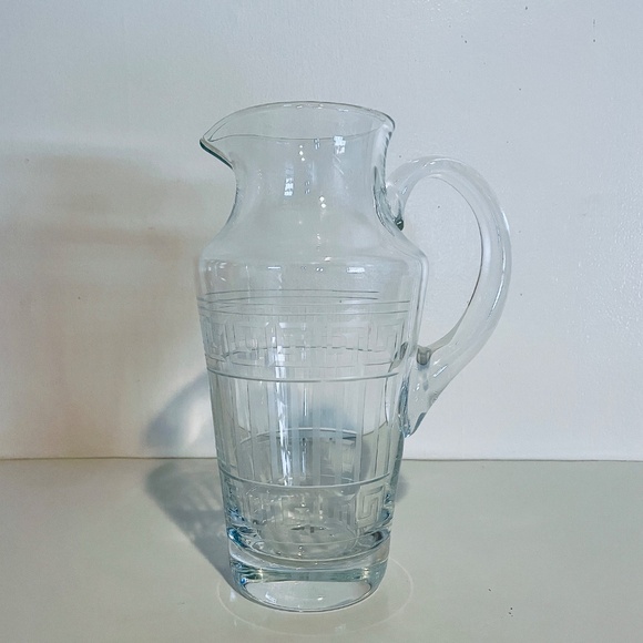 Versace x Rosenthal Meandre Greek Key Clear Glass Crystal Pitcher Vintage - Picture 3 of 14
